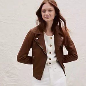 Madewell washed leather brown jacket, large